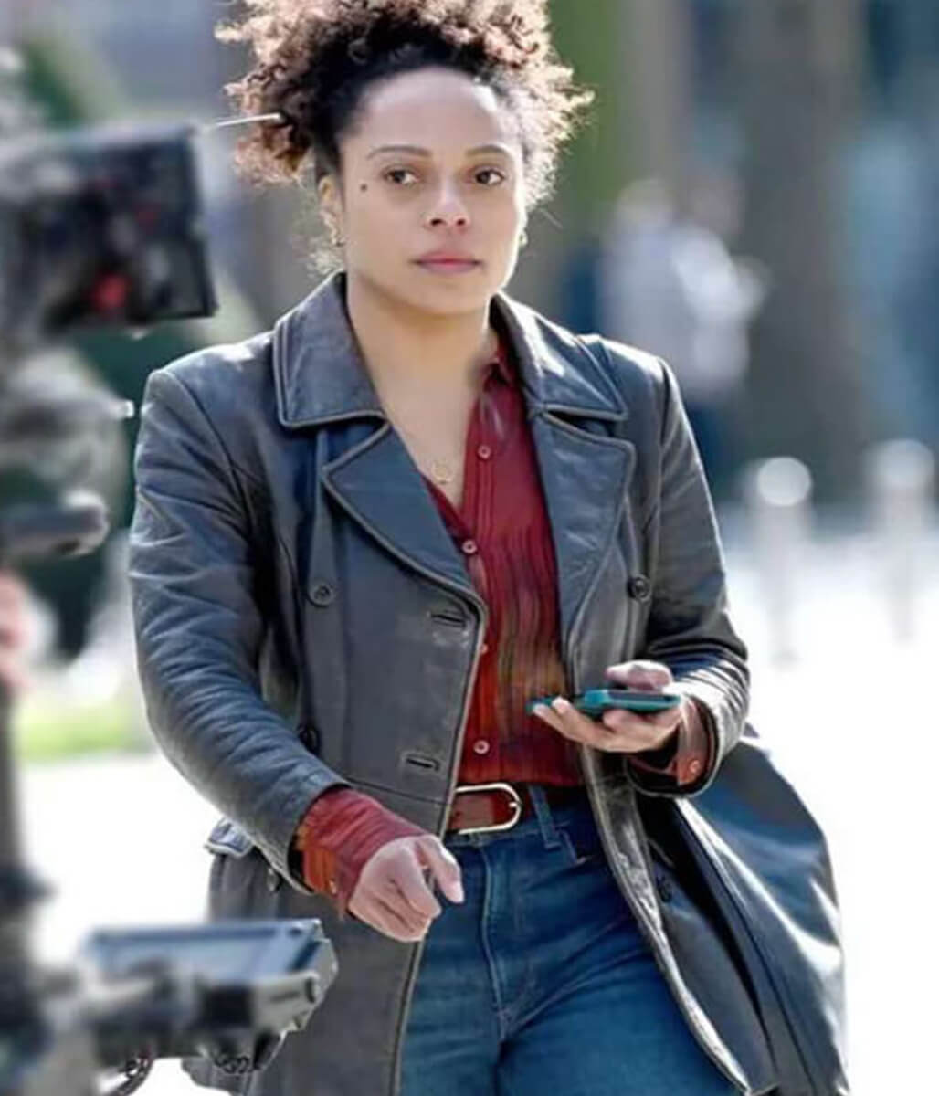 Rosalind Eleazar Missing You 2025 Black Leather Blazer