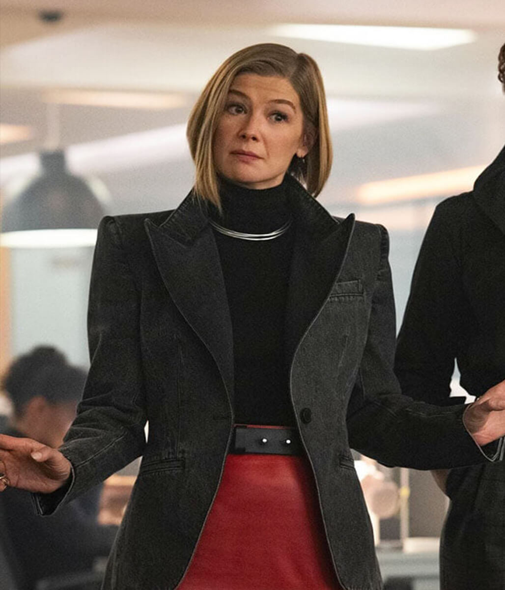 Rosamund Pike Ladies First 2026 Black Wool Coat