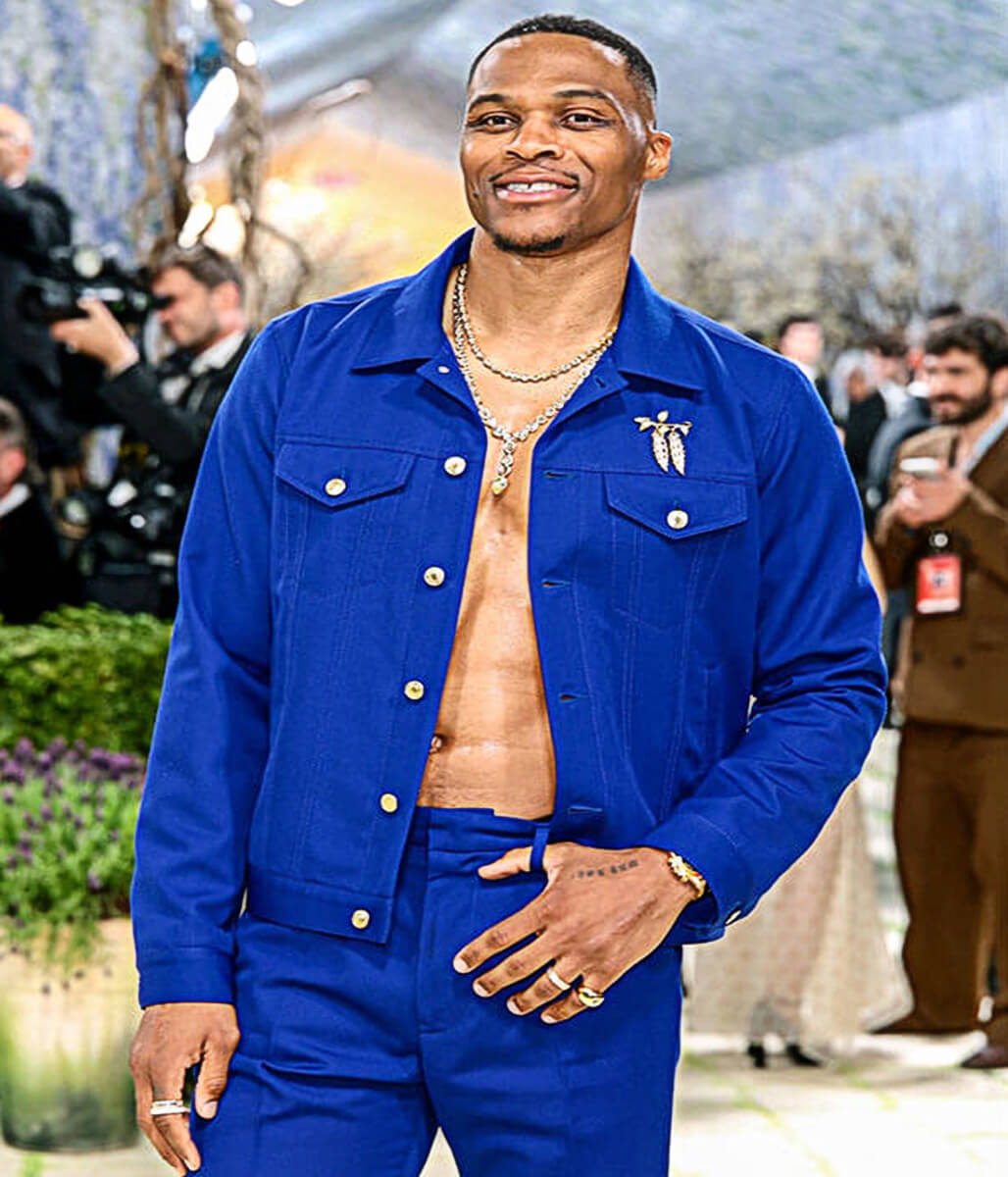 Russell Westbrook Met Gala 2026 Blue Cotton Jacket