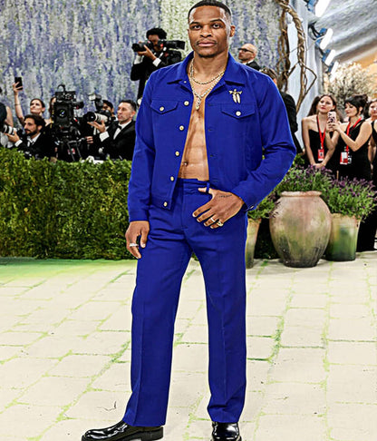 Russell Westbrook Met Gala 2026 Blue Cotton Jacket