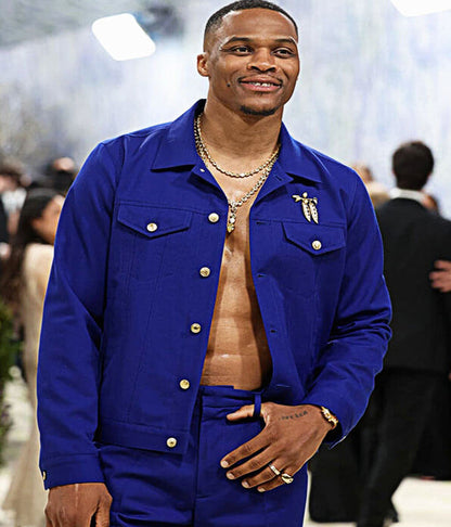 Russell Westbrook Met Gala 2026 Blue Cotton Jacket