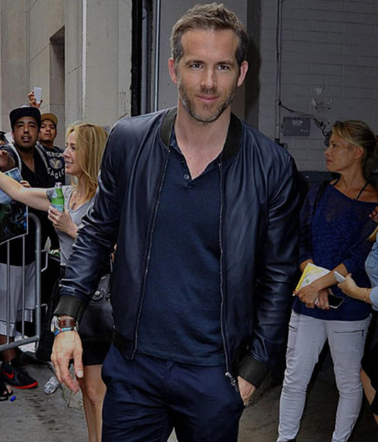 Ryan Reynolds Blue Leather Jacket