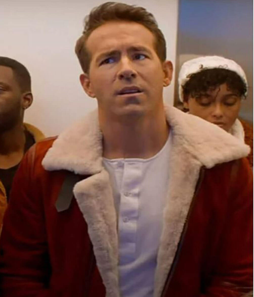 Ryan Reynolds Spirited Christmas Red Suede Leather Jacket