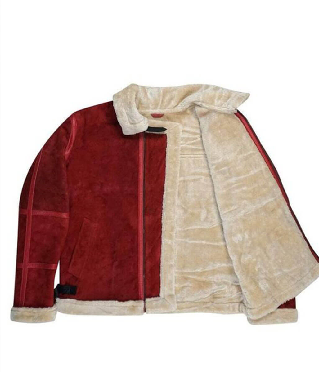 Ryan Reynolds Spirited Christmas Red Suede Leather Jacket