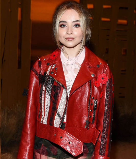 Sabrina Carpenter Red Leather Jacket