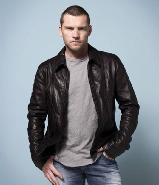 Sam Worthington Black Leather Jacket