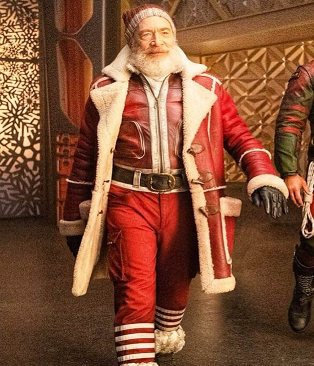 Santa Claus Red One J.K. Simmons Leather Coat   