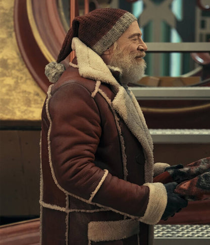 Santa Claus Red One J.K. Simmons Leather Coat   