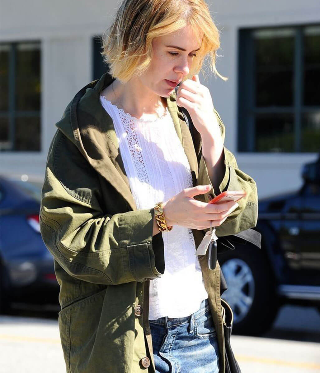 sarah-paulson-green-cotton-jacket