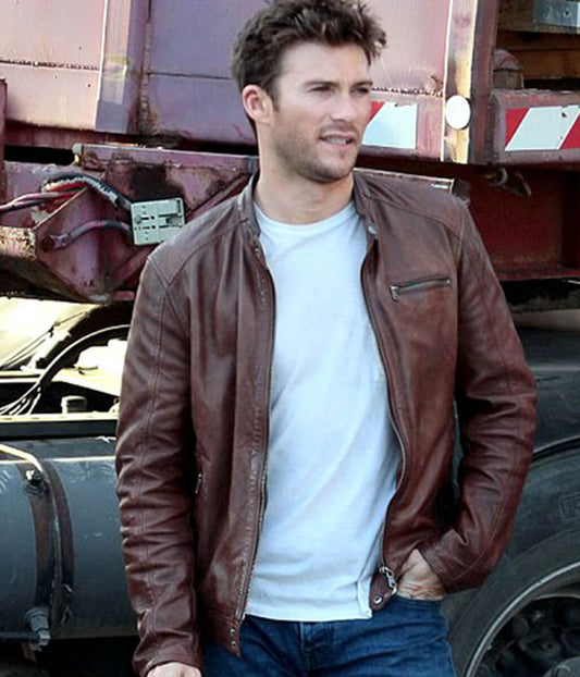 Scott Eastwood Overdrive Brown Leather Jacket