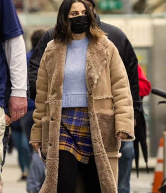 Selena Gomez Only Murders in the Building Brown Leather Coat