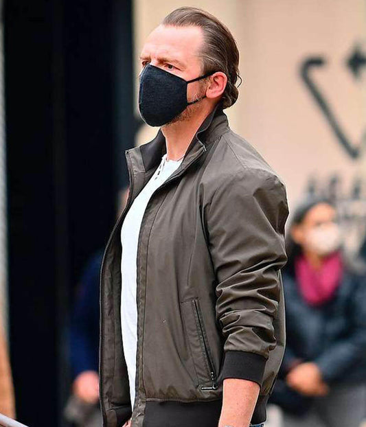 Simon Pegg Mission Impossible 7 Grey Bomber Jacket