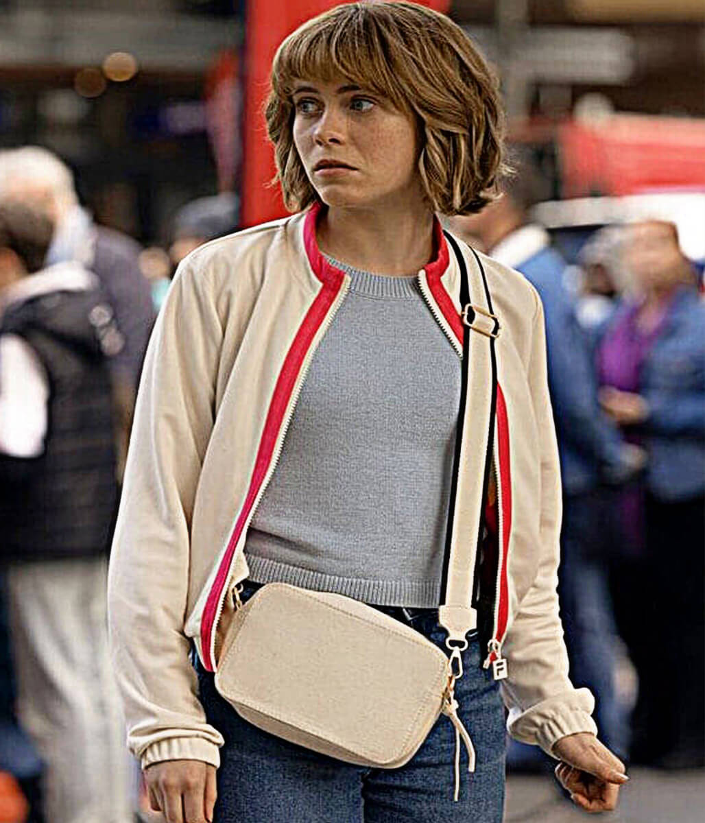 Sophia Lillis All Her Fault S01 White Bomber Jacket