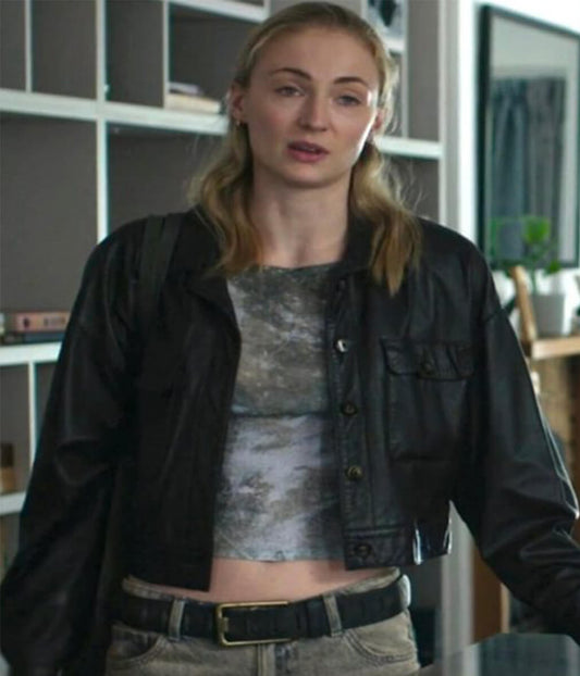 Sophie Turner Steal 2026 Black Leather Jacket