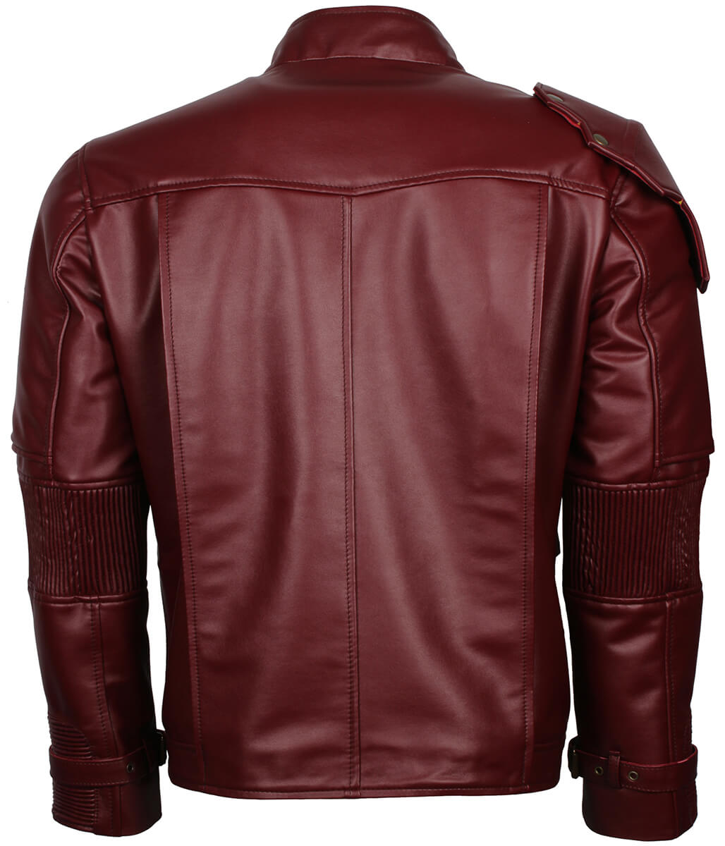 Star Lord Style Padded Shoulder Men Leather Jacket
