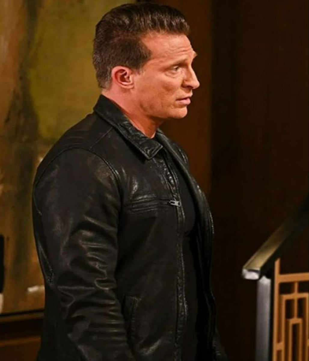 Steve Burton General Hospital Black Leather Jacket