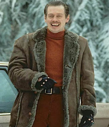 Steve Buscemi Fargo Brown Suede Shearling Coat
