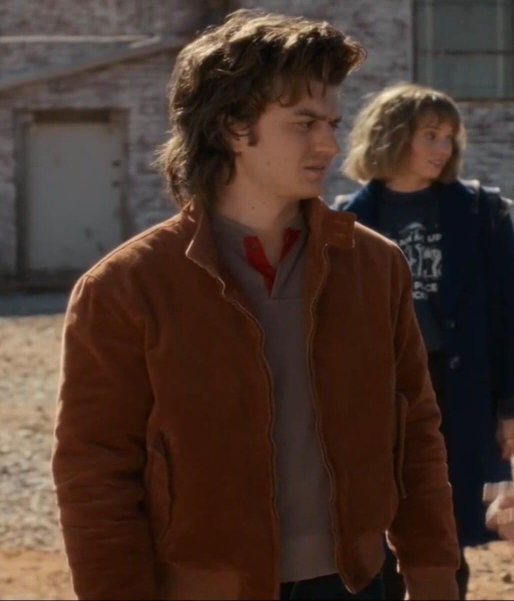 Stranger Things S05 Steve Harrington Brown Suede Jacket