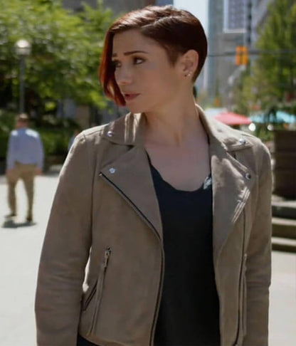 Supergirl 2026 Alex Danvers Beige Biker jacket