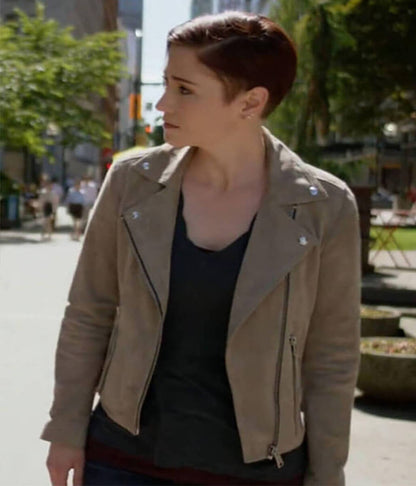 Supergirl 2026 Alex Danvers Beige Biker jacket