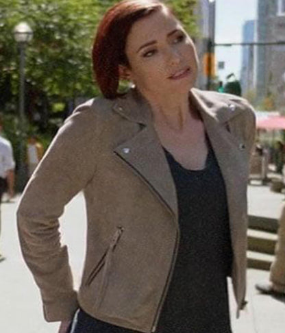 Supergirl 2026 Alex Danvers Beige Biker jacket