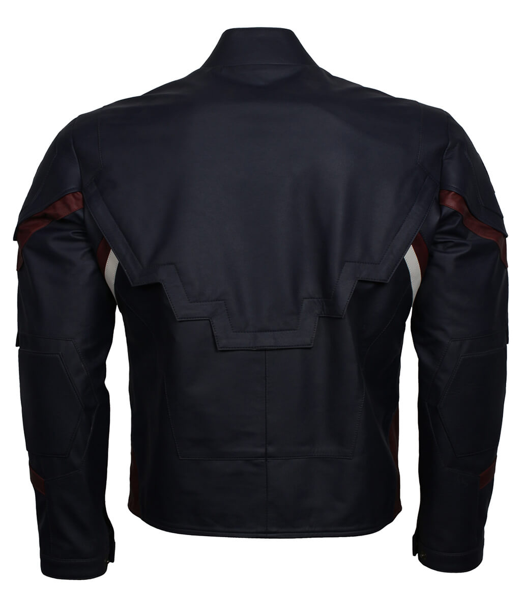 Superhero Men Star Emblemed Blue Leather Jacket