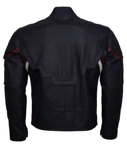 Superhero Men Star Emblemed Blue Leather Jacket
