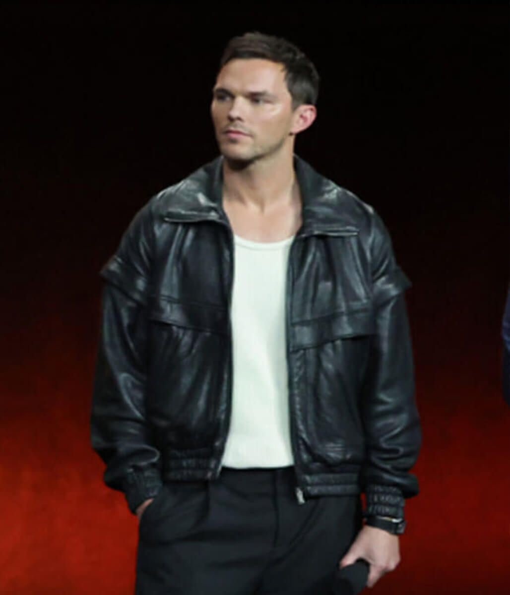 Superman 2025 Nicholas Hoult Black Leather Jacket