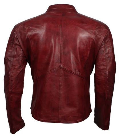 Superman Embossed Logo Padded Shoulder Maroon Leather Jacket