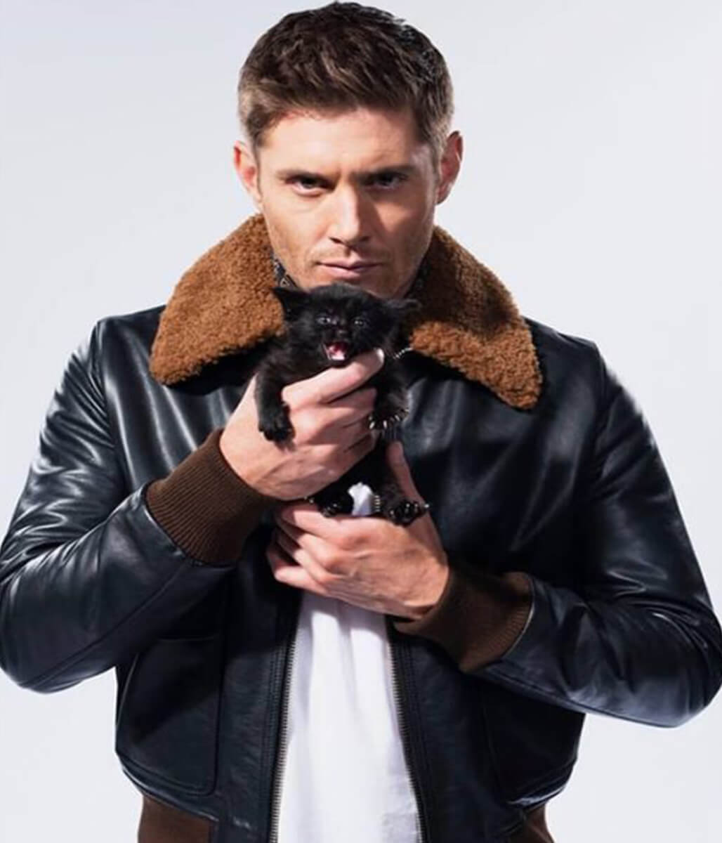 Supernatural Jensen Ackles Black Leather Jacket