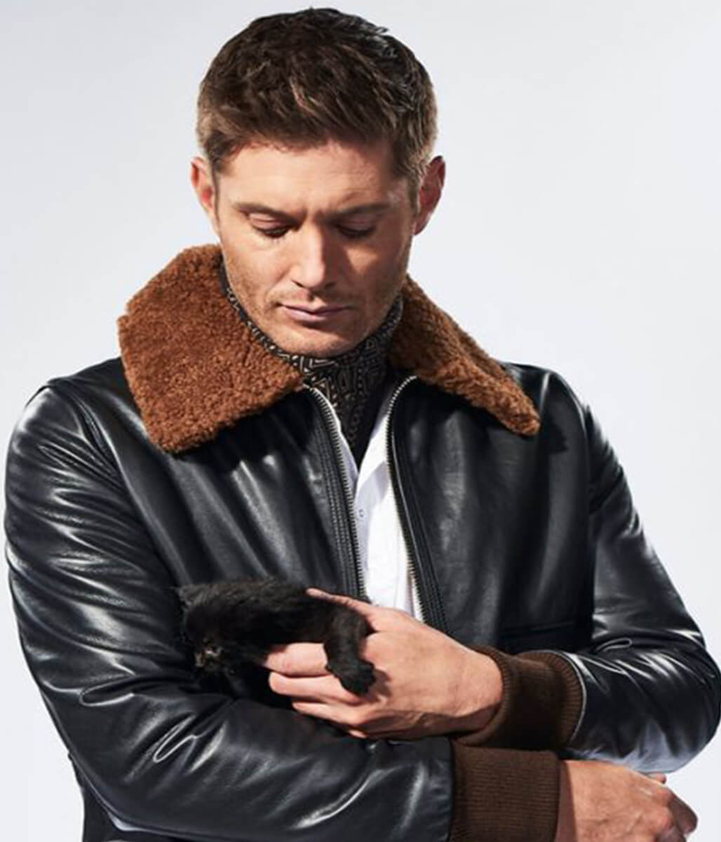 Supernatural Jensen Ackles Black Leather Jacket