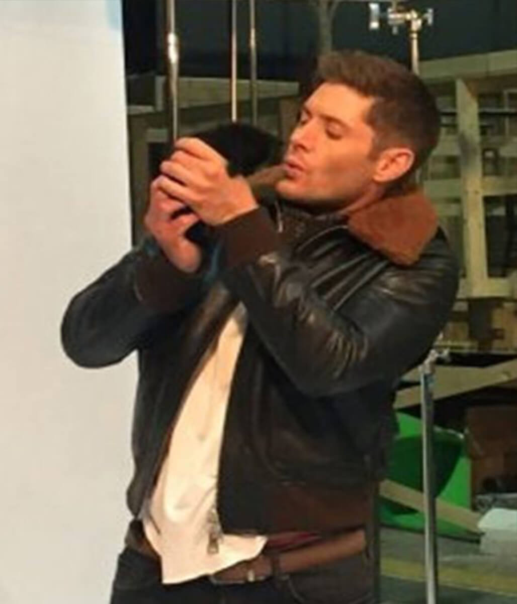 Supernatural Jensen Ackles Black Leather Jacket