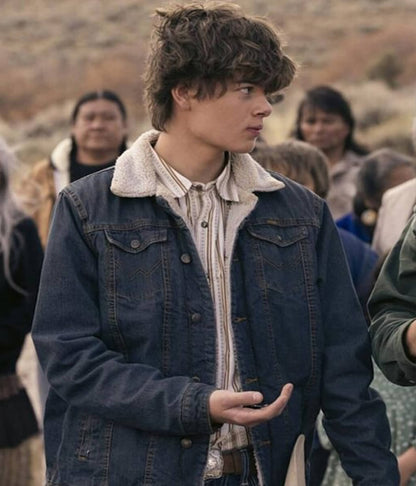Tate Dutton Marshals S1 Blue Shearling Jacket