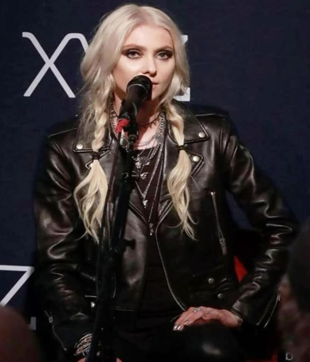 Taylor Momsen Brown Biker Leather Jacket