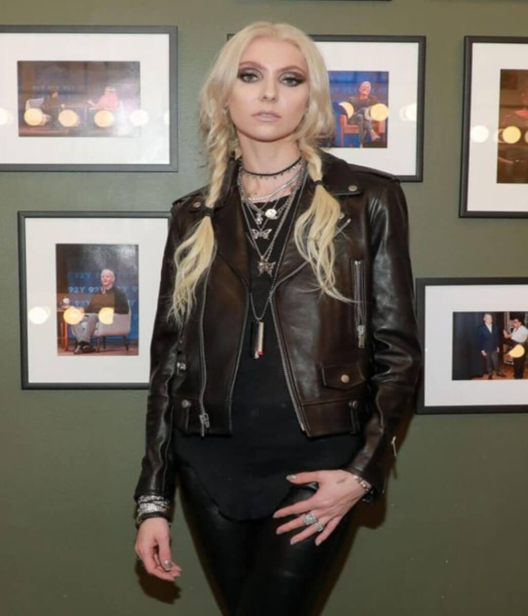 Taylor Momsen Brown Biker Leather Jacket