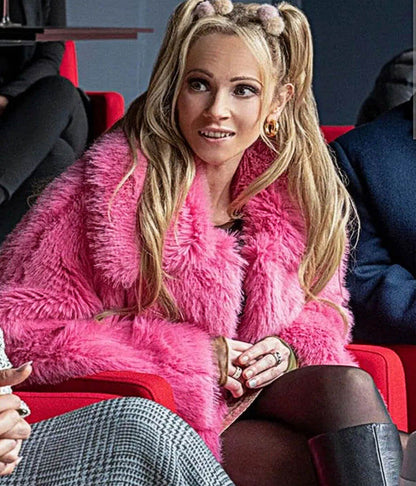 Ted Lasso S3 Juno Temple Pink Fur Jacket