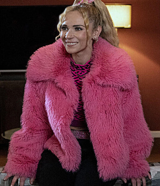 Ted Lasso S3 Juno Temple Pink Fur Jacket