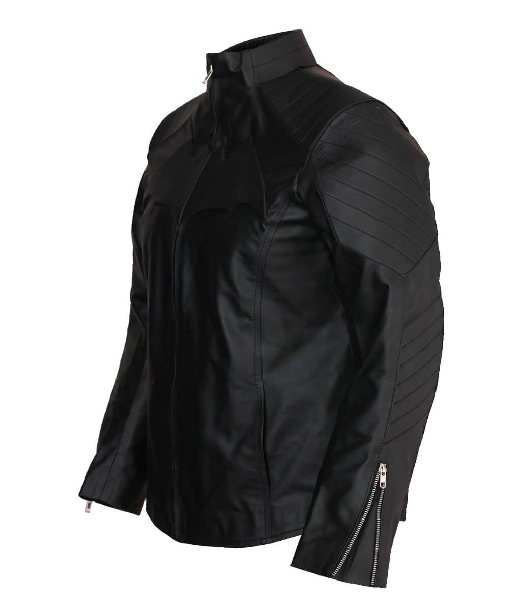 The Batman Embossed Chest Logo Real Leather Jacket