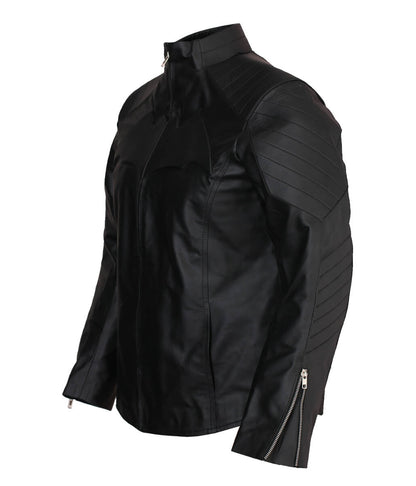The Batman Embossed Chest Logo Real Leather Jacket
