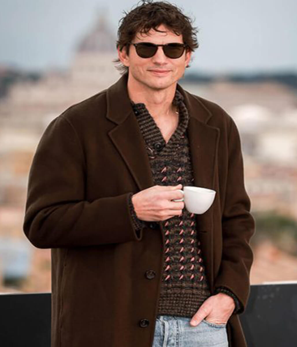 The Beauty 2026 Ashton Kutcher Brown Wool Coat