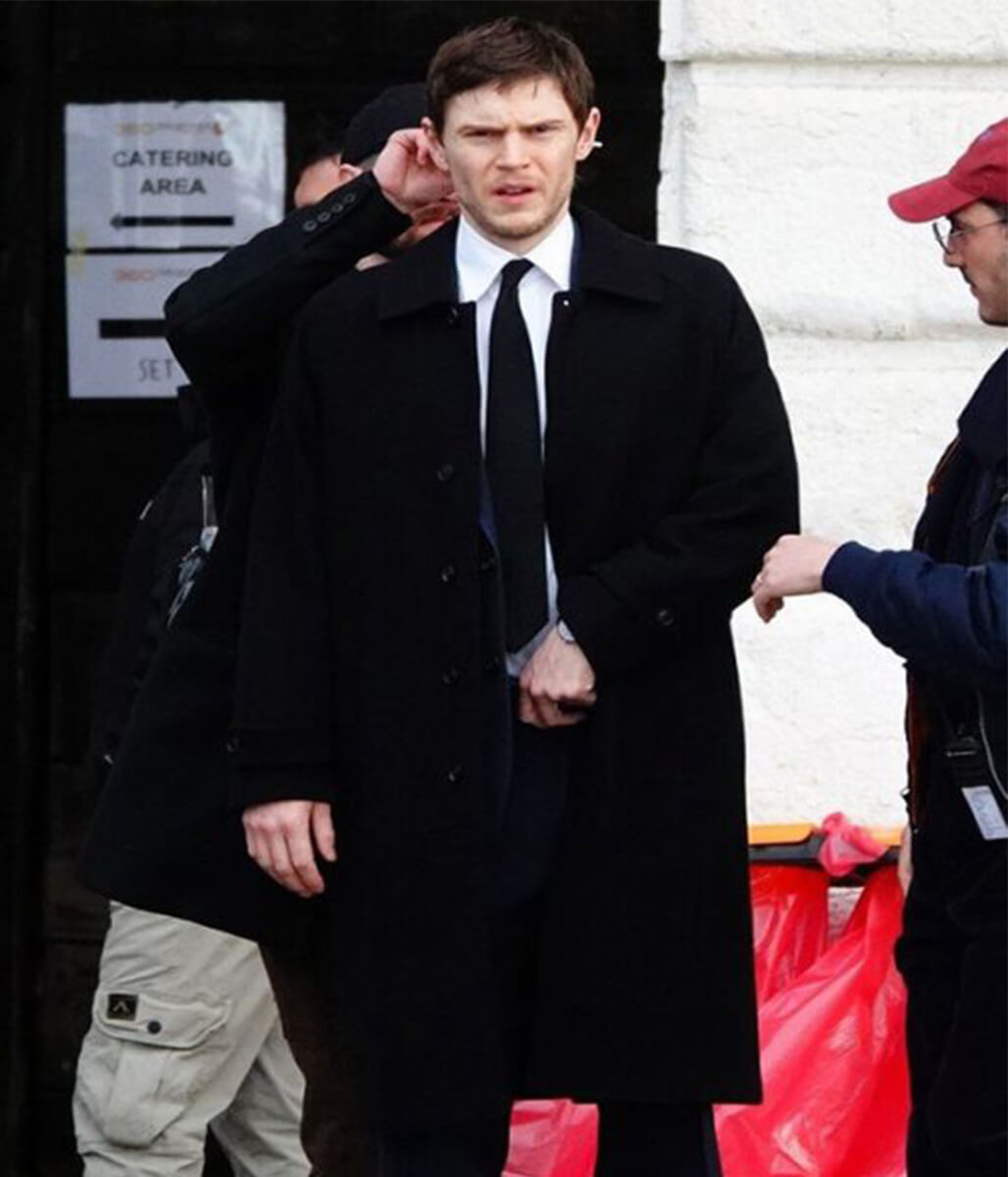 The Beauty 2026 Evan Peters Black Wool Coat