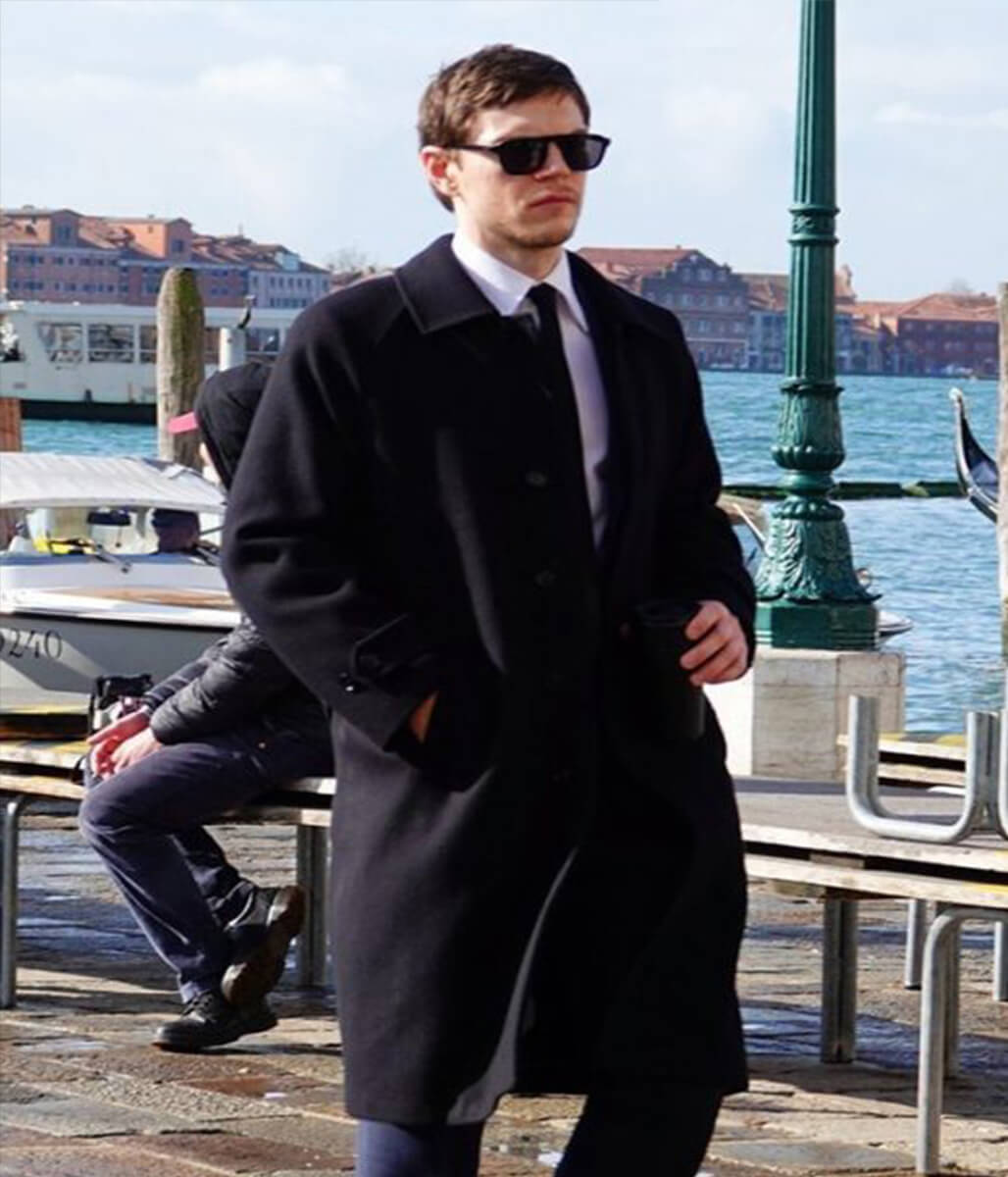The Beauty 2026 Evan Peters Black Wool Coat