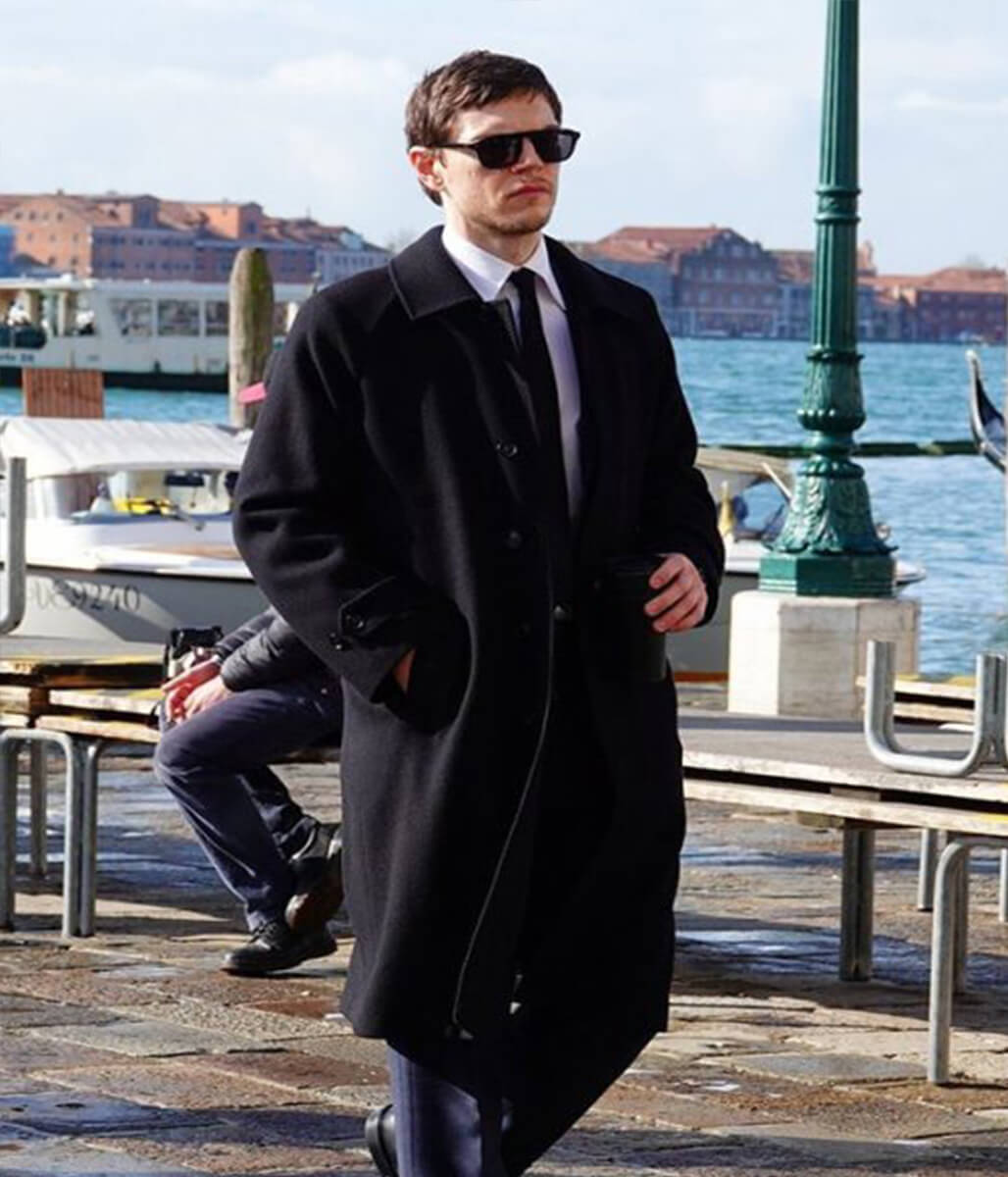 The Beauty 2026 Evan Peters Black Wool Coat