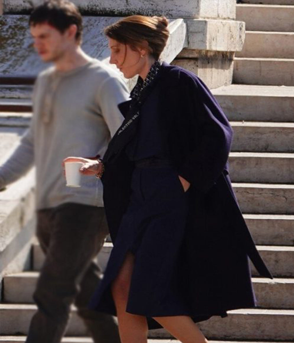 The Beauty 2026 Rebecca Hall Blue Wool Coat