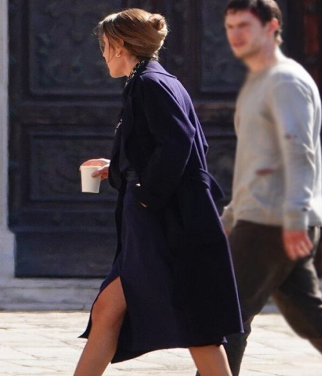 The Beauty 2026 Rebecca Hall Blue Wool Coat