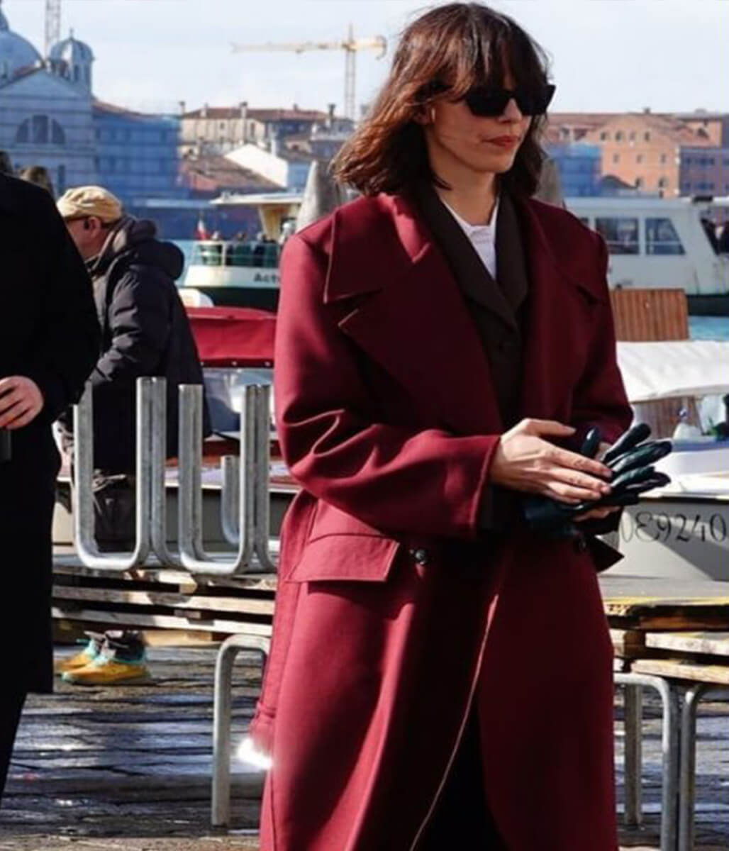 The Beauty 2026 Rebecca Hall Red Wool Coat