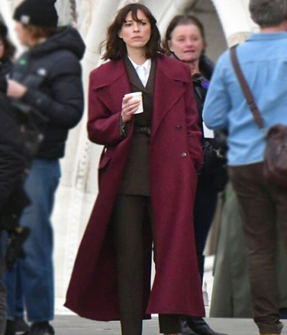 The Beauty 2026 Rebecca Hall Red Wool Coat