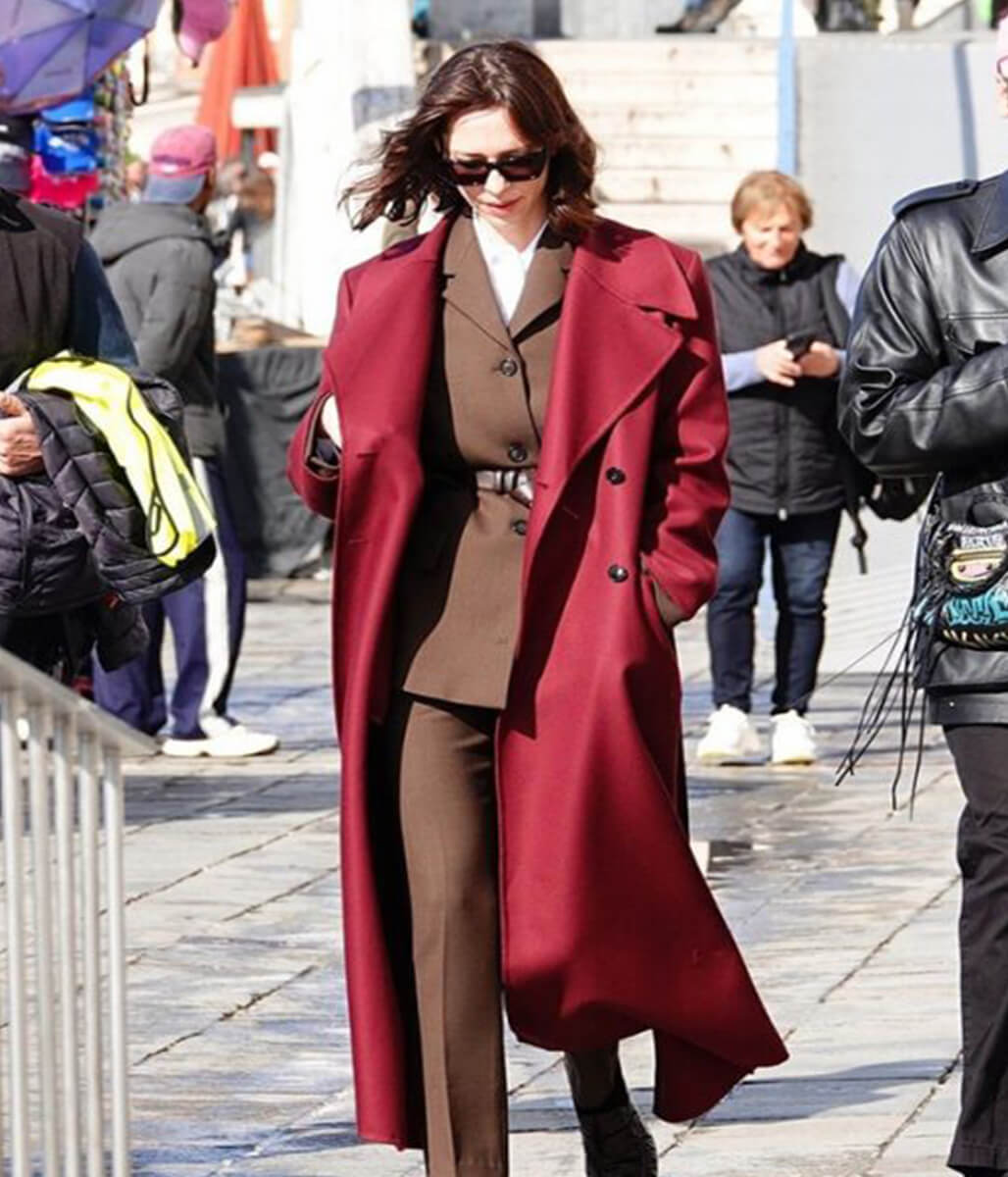 The Beauty 2026 Rebecca Hall Red Wool Coat