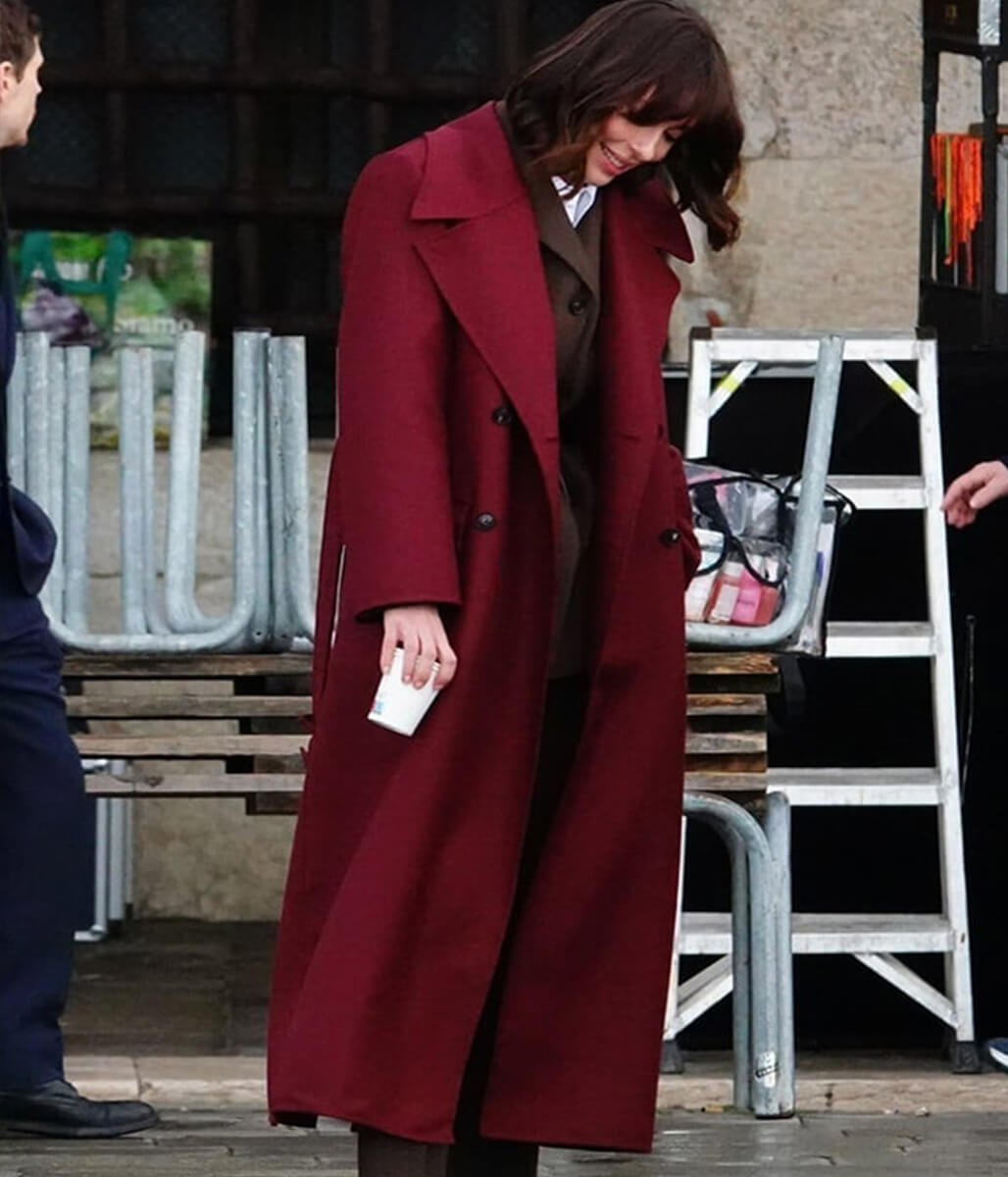 The Beauty 2026 Rebecca Hall Red Wool Coat