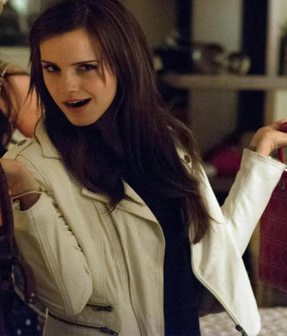 The Bling Ring Emma Watson White Leather Jacket
